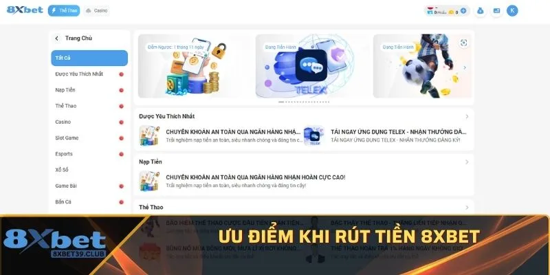 Ưu điểm khi rút tiền 8XBET Ưu điểm khi rút tiền 8XBET