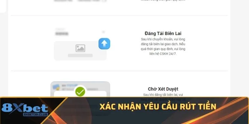 Xác nhận yêu cầu rút tiền Xác nhận yêu cầu rút tiền